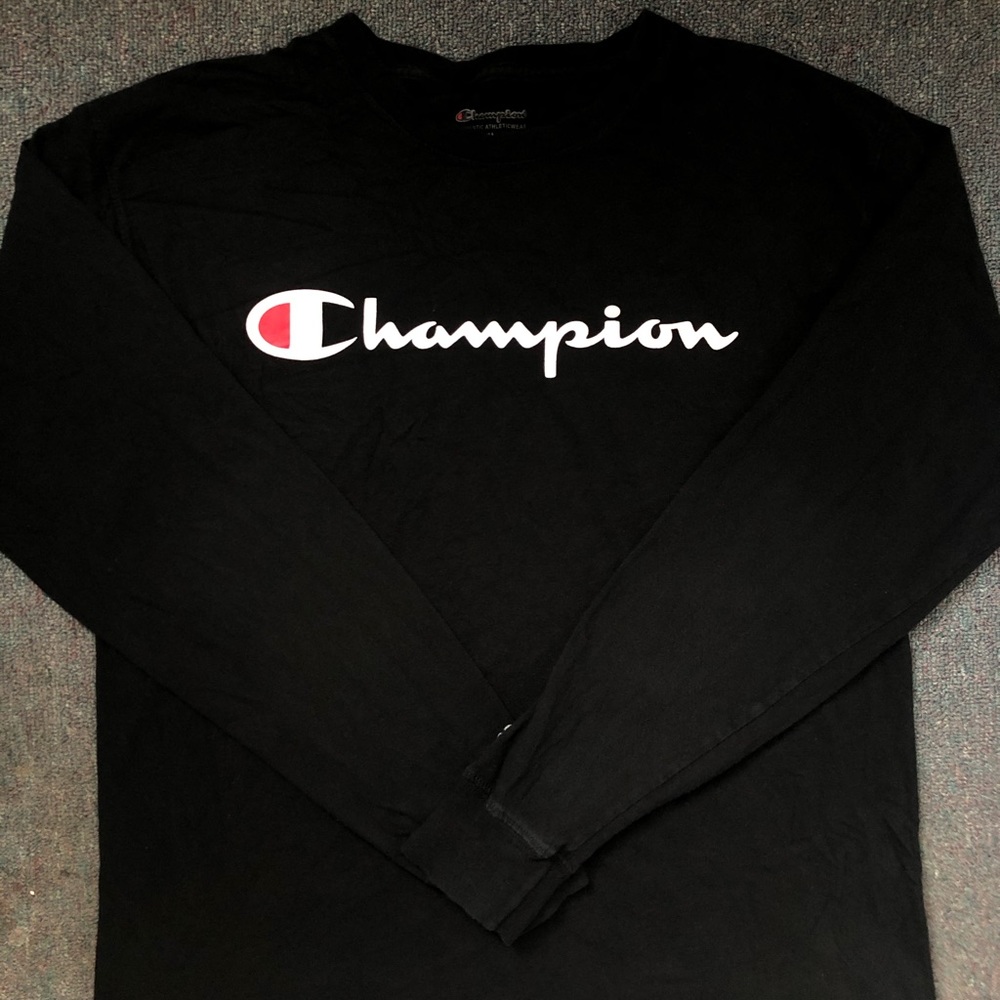champion long sleeve logo tee
